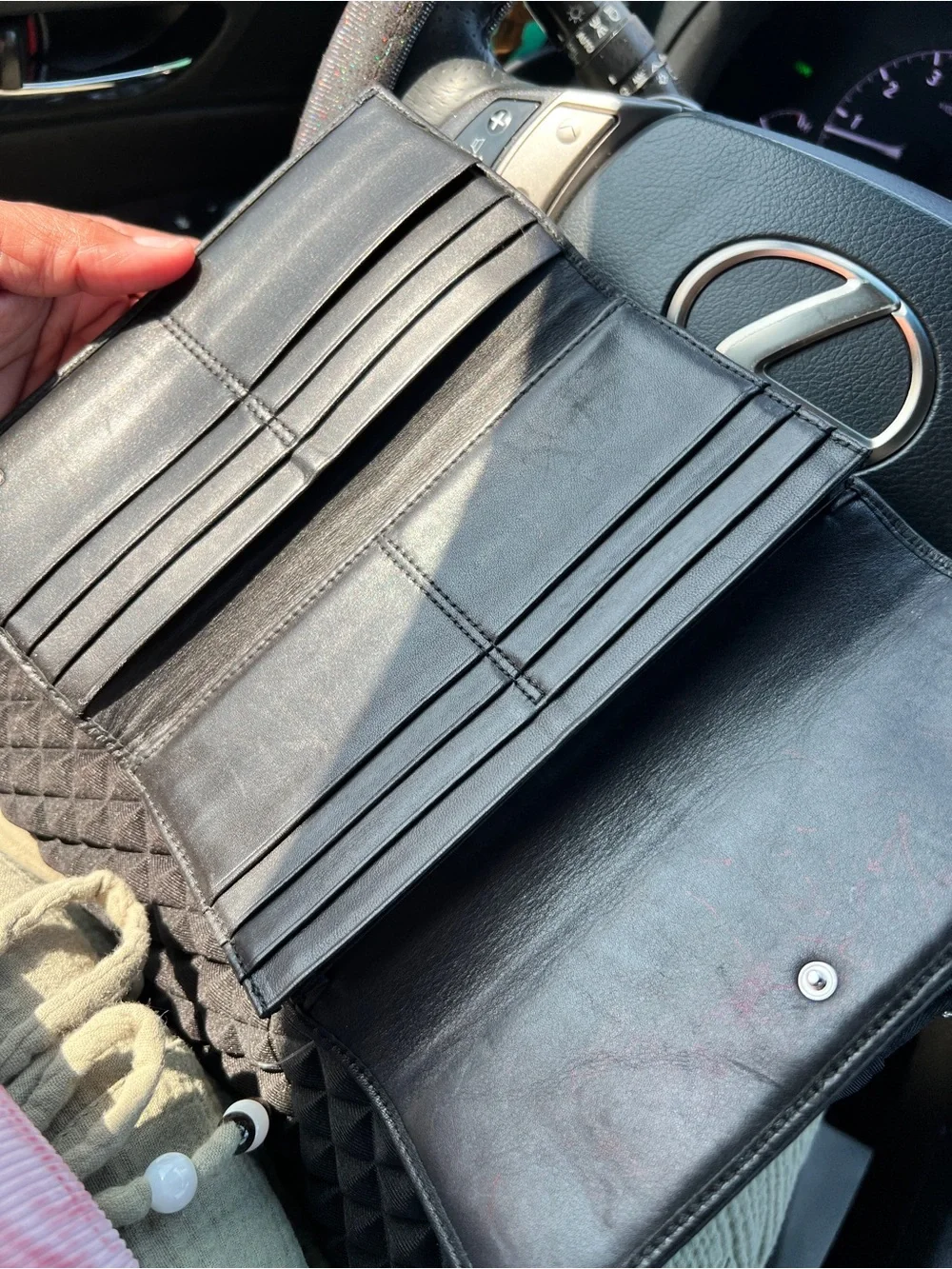 Coach Black & Gray Signature Continental Wallet